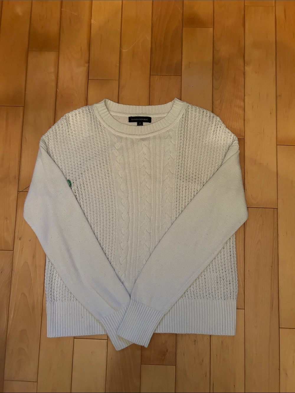 Banana Republic Cream Cable-Knit Crewneck Sweater